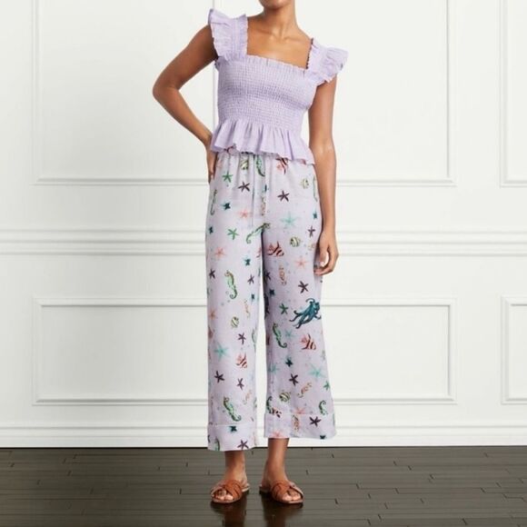 NWT Hill House Purple The Skylar Pant Sea Creatures Size Small - Picture 1 of 10